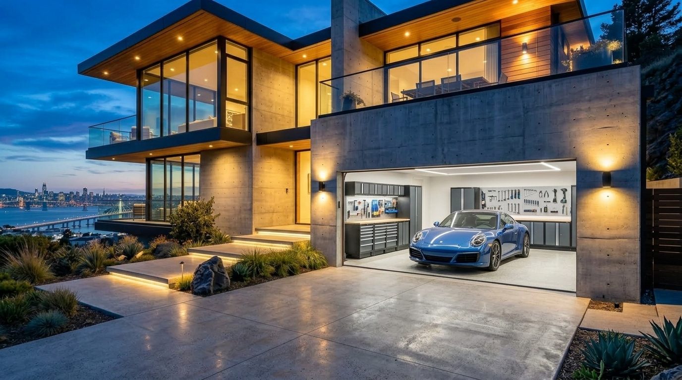 Haddad Garage Door Services Garage Door Gliding Open Revealing Warm Illuminated Interior